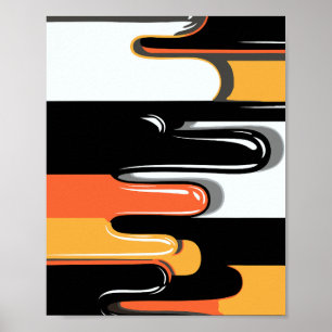 Poster Gouttes de peinture brillante dans des tons chauds