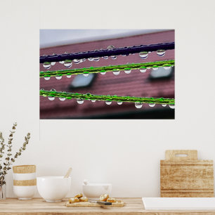 Poster Gouttes de pluie sur des cordes