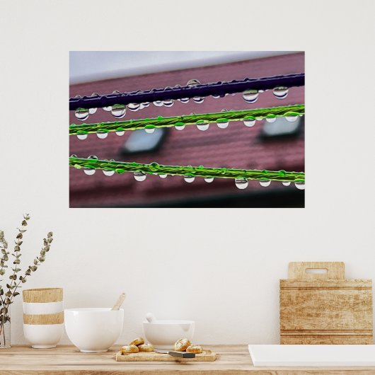 Poster Gouttes de pluie sur des cordes (Cuisine)