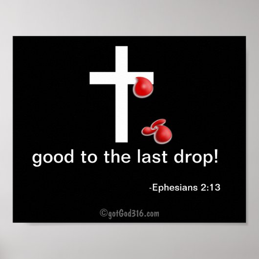 Poster Gouttes de sang gotGod316.com Croix (Devant)