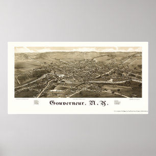 Poster Gouverneur, NY Carte panoramique - 1885