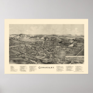 Poster Gowanda, NY Carte panoramique - 1892
