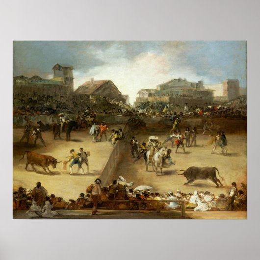 Poster Goya - Korrida dans des anneaux divisés (Devant)