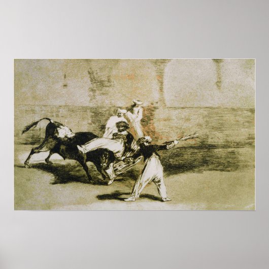 Poster Goya - Une Mère Prise Par La Taureau (Devant)