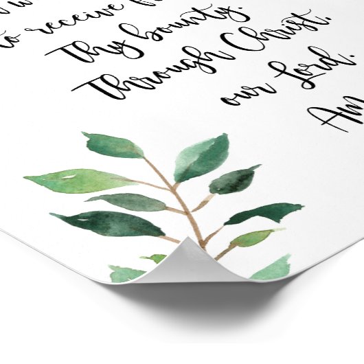 Poster Grace Avant Repas Prière Imprimer Calligraphie (Coin)