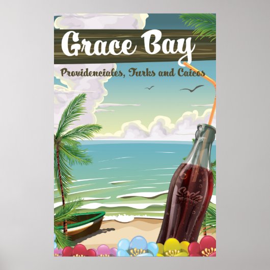 Poster Grace Bay, Providenciales, Turks and Caicos Travel (Devant)