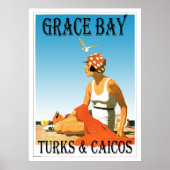 Poster Grace Bay Turks & Caicos Retro (Devant)