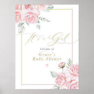 Poster GRACE Blush Floral C'est une fille Baby shower Bie