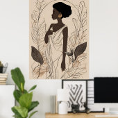 Poster Grâce en fleurs – Ligne afro-goddess Art (Bureau à domicile)