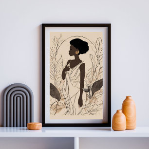 Poster Grâce en fleurs – Ligne afro-goddess Art