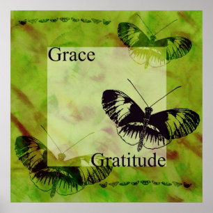 Poster Grâce et gratitude d'inspirations de papillon