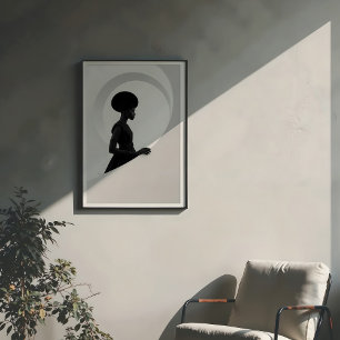 Poster Grâce Géométrique : Profil de Mode Monochrome