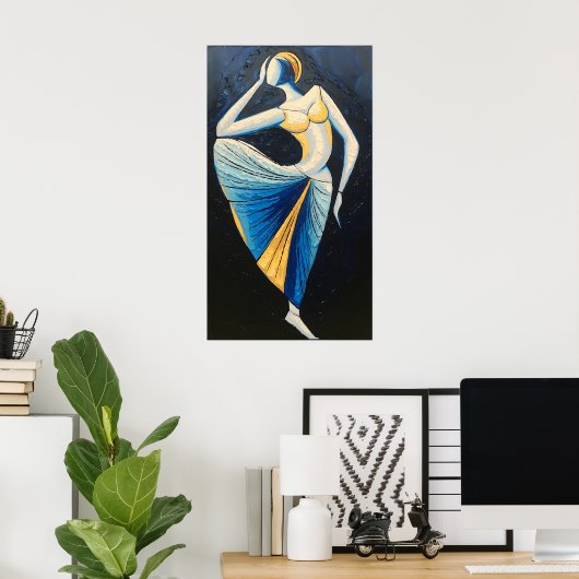 Poster Grace in Motion : Une muse moderne dans la traditi (Bureau à domicile)