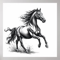 Grace indomptée : Cheval Charcoal Art