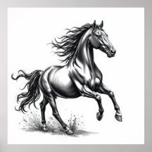 Grace indomptée : Cheval Charcoal Art