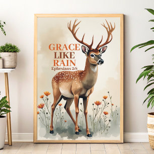 Poster Grace Like Rain Boho Christian Wall Art Imprimer