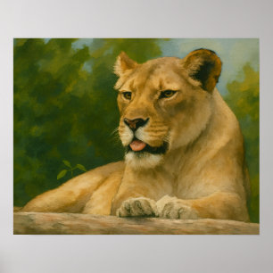 Poster Grace Skybound - Lioness sur la haie