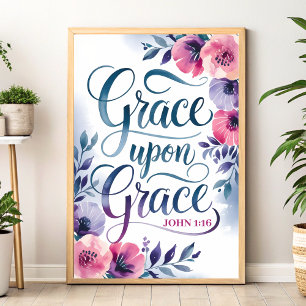 Poster Grace upon Grace Christian Wall Art Imprimer