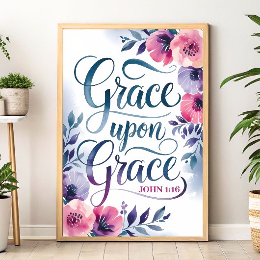 Poster Grace upon Grace Christian Wall Art Imprimer