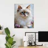 Poster Graceful Ragdoll Cat in a Flower Garden – Soft Pas (Bureau à domicile)