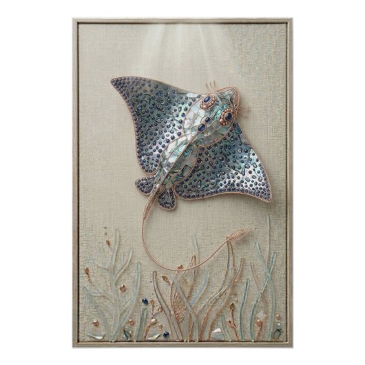 Poster Graceful Stingray Ocean Wall Art (Devant)
