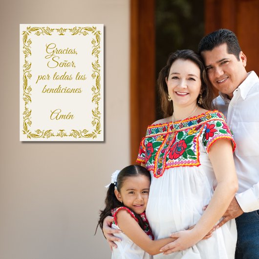 Poster Gracias Señor Spanish Blessings Prayer Gold