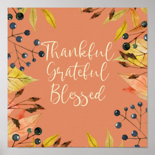 Poster Grâcieux Grateful Blessé Thanksgiving Art Print
