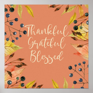 Poster Grâcieux Grateful Blessé Thanksgiving Art Print
