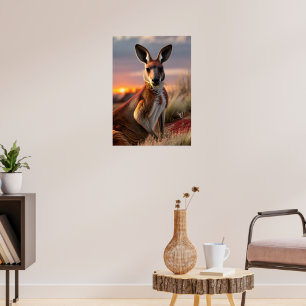 Poster Gracity Kangaroo au coucher du soleil