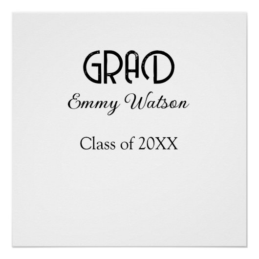 Poster Grad bold letter graduation name class of 20XX sim (Devant)