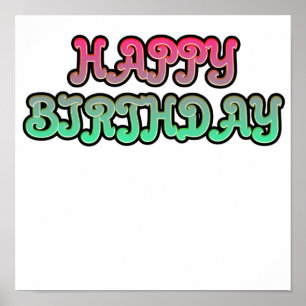Poster Gradient coloré Bonne Typographie d'Anniversaire