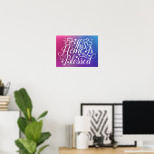 Poster Gradient Pink & Blue -This Home Is Blessed (Bureau à domicile)