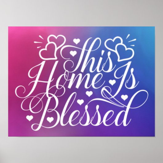 Poster Gradient Pink & Blue -This Home Is Blessed (Devant)