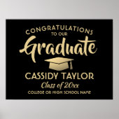 Poster Graduate Congrats Elégant Black & Gold Graduation (Devant)