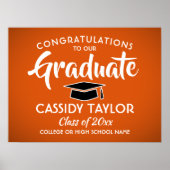 Poster Graduate Congrats Orange, Black & White Graduation (Devant)