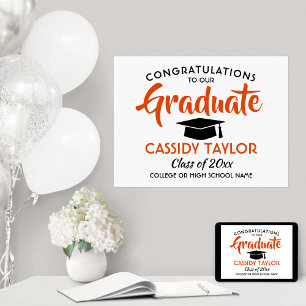 Poster Graduate Congrats Orange, Blanc & Noir Graduation