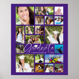 Poster Graduate Purple 19 Photo Collage Script Party