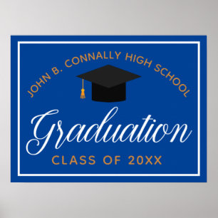 Poster Graduation 2023 Blue Gold Custom High School Party