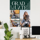 Poster Graduation 2025 Photos Vert et Blanc Diplômé (Bureau à domicile)