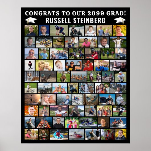 Poster Graduation 70 Photo Collage Simple Personnalisé (Devant)