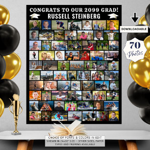 Poster Graduation 70 Photo Collage Simple Personnalisé