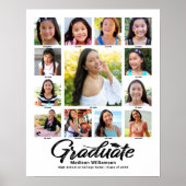 Poster Graduation blanche K-12 Photo Collage noir Script (Devant)