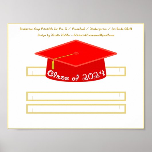 Poster Graduation Cap Red Classe Casquette de 2024 Partie (Devant)