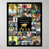 Poster Graduation Congrats 42 Photo Collage Black Gold (Devant)
