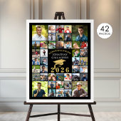 Poster Graduation Congrats 42 Photo Collage Black Gold