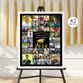 Poster Graduation Congrats 42 Photo Collage Black Gold