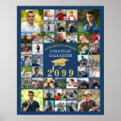 Poster Graduation Congrats 42 Photo Collage Blue Gold (Devant)