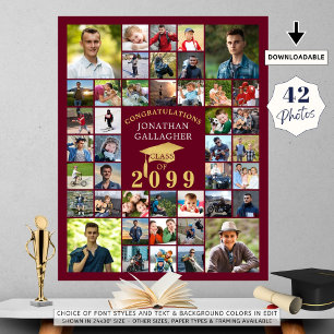 Poster Graduation Congrats 42 Photo Collage Bourgogne Gol