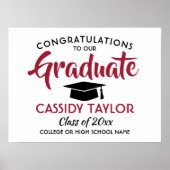 Poster Graduation Congrats moderne Rouge Blanc et Noir (Devant)