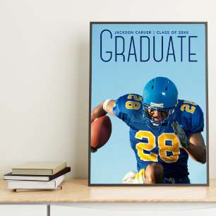Poster Graduation du joueur de football 2025 Blue Script 